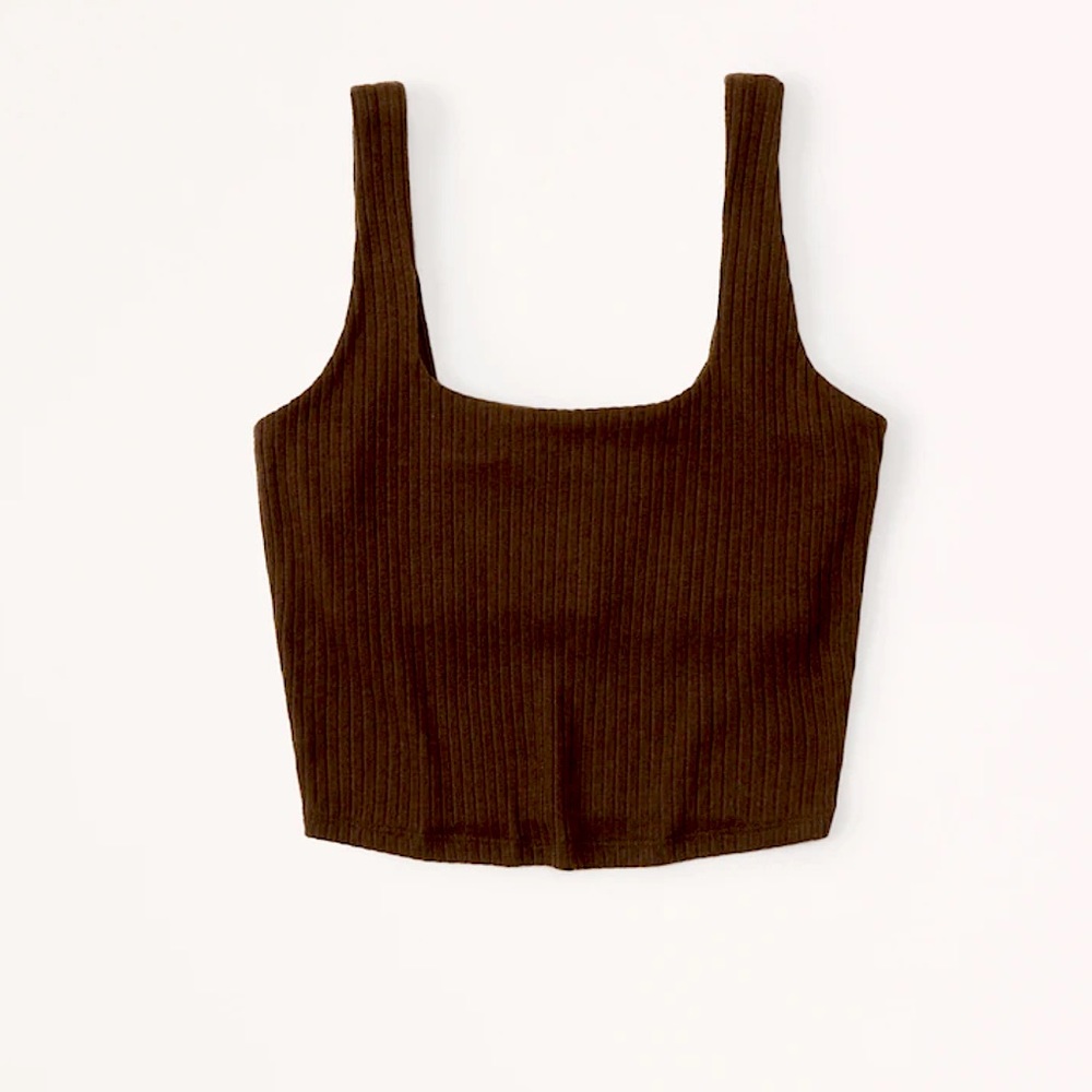 NWT Cozy Rib Squareneck Sleep Tank in Brown by Abercrombie & Fitch